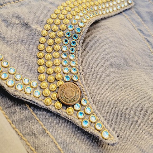 New Men's ROBIN'S JEAN sz 33 Arabesque Jeans with Swarovski Crystals - Picture 10 of 10